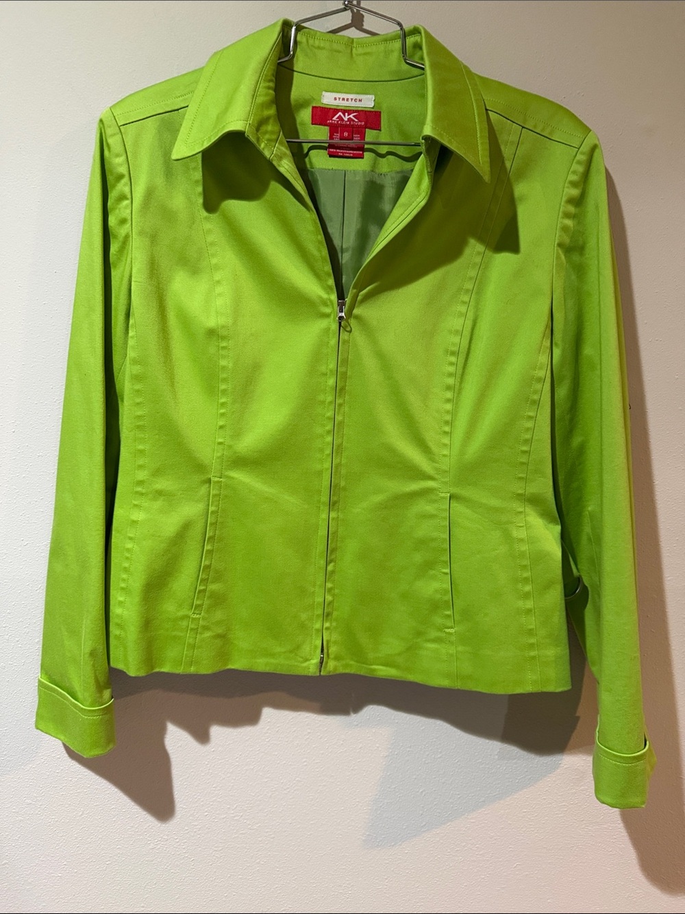 Anne Klein Lime Green Zip-Front Blazer Jacket